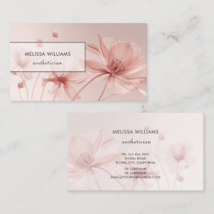 Blush Pink Flowers Aesthetician Business Card