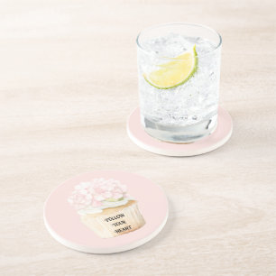 Blush Pink Flowers Cupcake Muffin Coaster