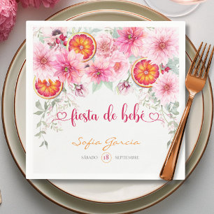 Blush Pink Flowers Fiesta Spanish Baby Shower Napkin