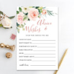 Blush Pink Flowers Greenery Advice & Wishes Card<br><div class="desc">Blush Pink Flowers Greenery Advice & Wishes Card.
Personalise with the bride's name and date of shower. 
For further customisation,  please click the "customise further" link. If you need help,  contact me please.</div>