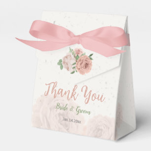blush pink flowers greenery botanical wedding favour box