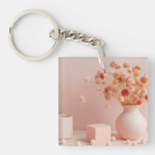 Blush Pink Flowers Keychain