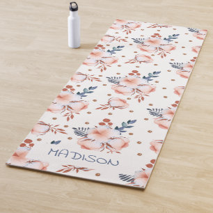Blush Pink Flowers Pattern Yoga Mat
