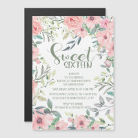 Blush Pink Flowers Sage Green Leaves Sweet 16