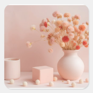 Blush Pink Flowers Square sticker