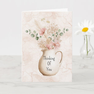 Blush Pink Flowers Vase Thinking of You Card