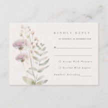 Blush pink flowers Wedding RSVP Card