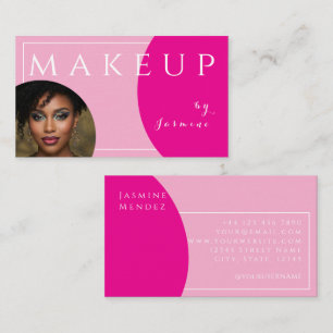 Blush Pink Fuchsia White Caps Photo Makeup Business Card