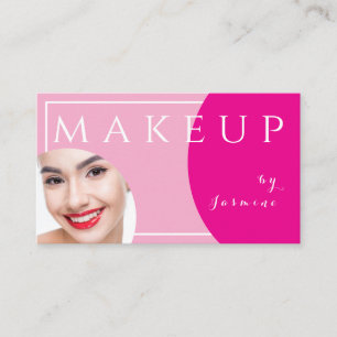 Blush Pink Fuchsia White Caps Photo Makeup  Business Card