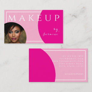 Blush Pink Fuchsia White Caps Photo Makeup Business Card