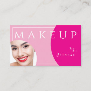 Blush Pink Fuchsia White Caps Photo Makeup  Business Card