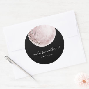 Blush Pink Full Moon Elegant Classic Round Sticker