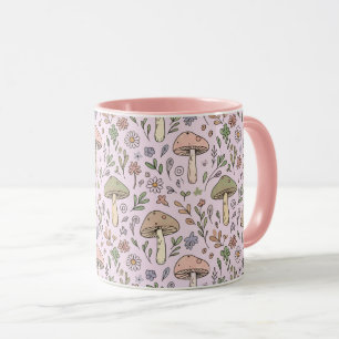 Blush Pink Fungi Seamless Pattern Cottagecore Mug