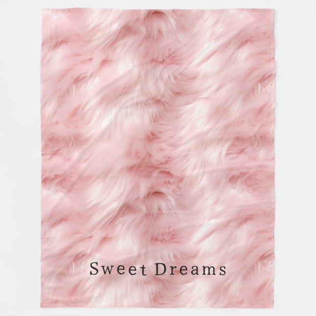 Blush Pink Fur  Fleece Blanket (Front)