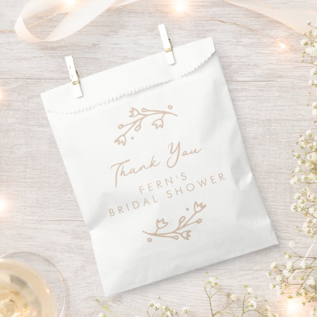 Blush Pink Garden Floral Bridal Shower Thank You Favour Bag (Clipped)