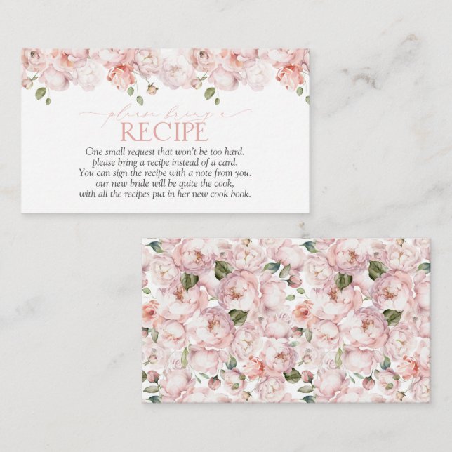 Blush Pink Garden Flowers Please Bring A Recipe Enclosure Card (Front/Back)