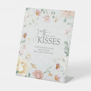 Blush Pink Garden Flowers Shower How Many Kisses Pedestal Sign