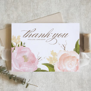 Blush Pink Garden Roses Botanical Graduation Thank You Card