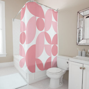 Blush Pink Geometric Abstract Pattern  Shower Curtain