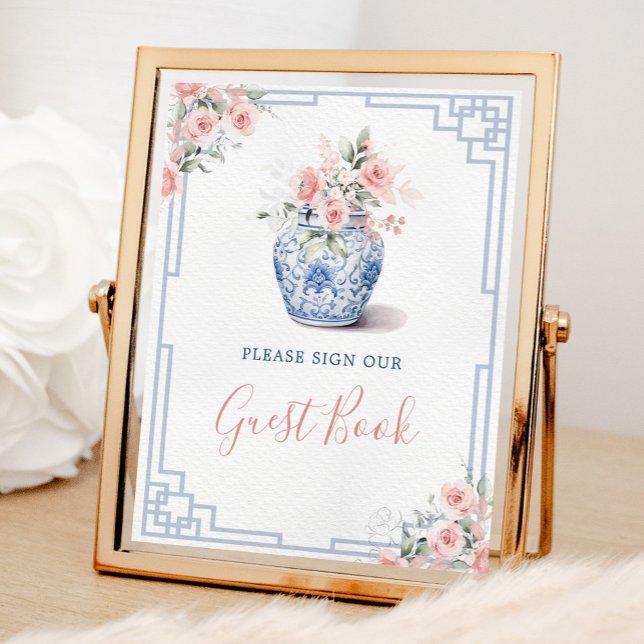 Blush Pink Ginger Jar Chinoiserie Baby Guest Book (Creator Uploaded)
