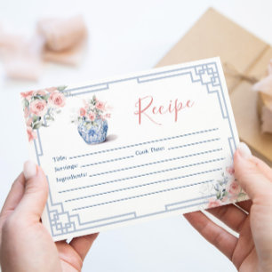 Blush Pink Ginger Jar Chinoiserie Recipe Card
