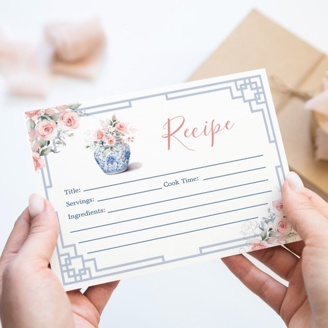 Blush Pink Ginger Jar Chinoiserie Recipe Card (Creator Uploaded)