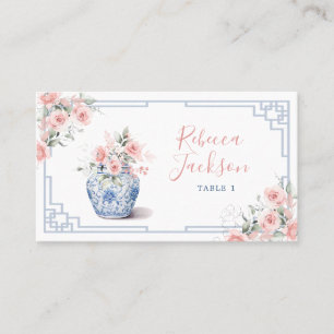 Blush Pink Ginger Jar Chinoiserie Shower Place Card