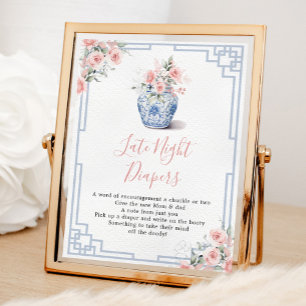 Blush Pink Ginger Jar Shower Late Night Diaper Poster