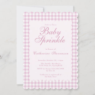 Blush Pink Gingham Baby Sprinkle Invitation