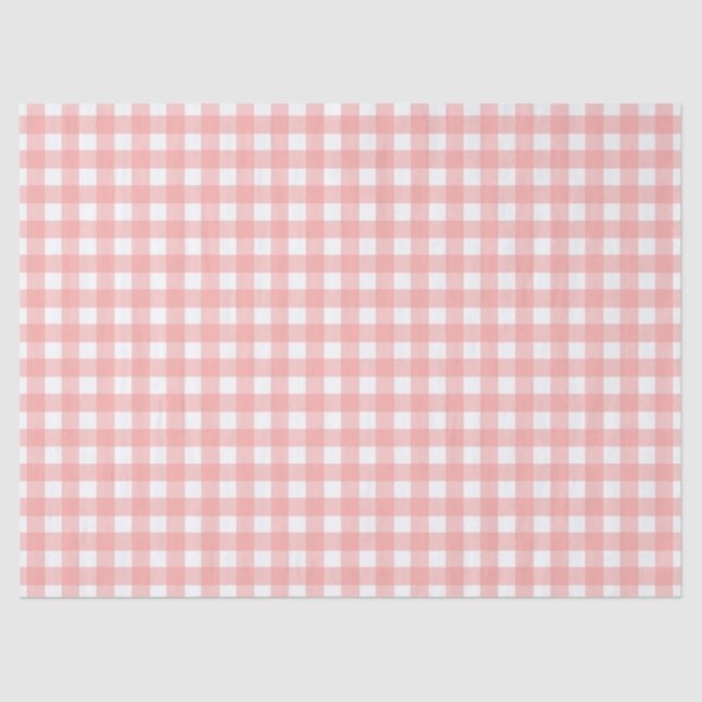 Blush Pink Gingham Check Pattern Tissue Paper (Front)