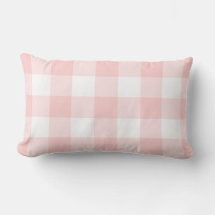 Blush Pink Gingham Pattern Chequered Lumbar Cushion