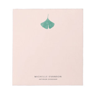 Blush Pink Ginkgo Leaf Logo Simple Nature Notepad