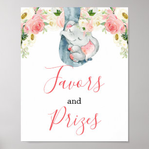 Blush pink girl elephant favours prizes sign