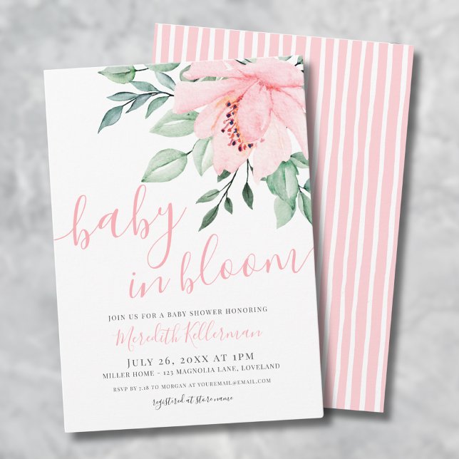Blush Pink Girl Floral Baby in Bloom Shower Invitation (Blush Pink Girl Floral Baby in Bloom Shower Invitation)