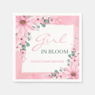 Blush Pink Girl in bloom Baby Shower Napkin