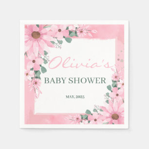 Blush Pink Girl in bloom Baby Shower Napkin