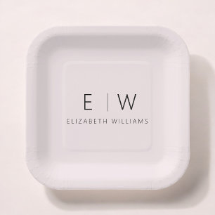 Blush Pink Girly Elegant Modern Minimalist Paper Plate