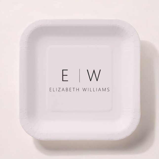 Blush Pink Girly Elegant Modern Minimalist Paper Plate (Creator Uploaded)