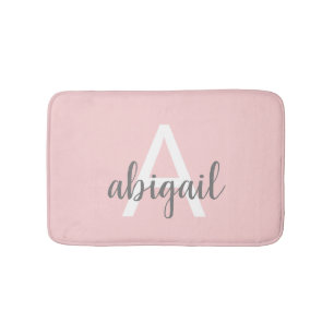 Blush Pink Girly Grey Bath Mat