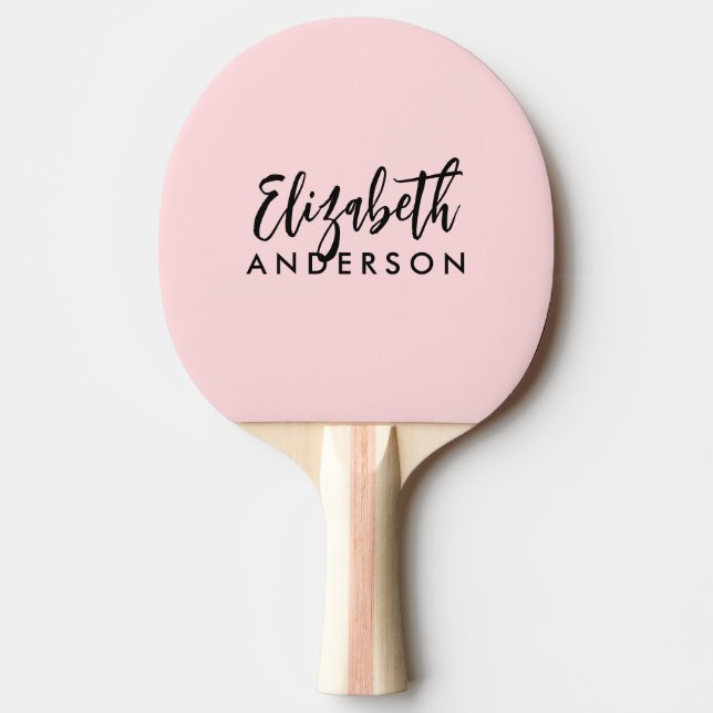 Blush Pink Girly Modern Script Monogram Name Ping Pong Paddle (Front)