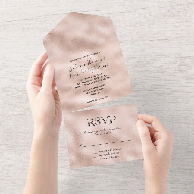Blush Pink Glam All In One Invitation (Tearaway)