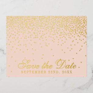 Blush Pink & Glam Confetti Save The Date Real Foil Invitation Postcard