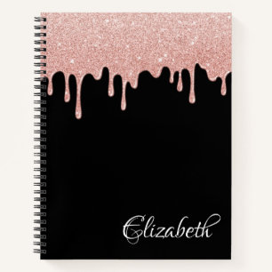 Blush Pink Glam Glitter Drips Notebook