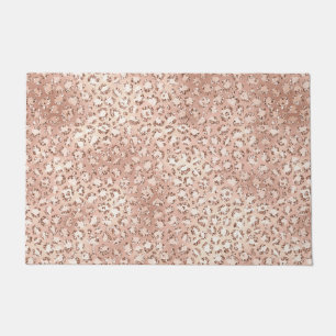 Blush Pink Glam Glitter Leopard Print   Doormat