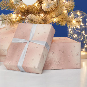 Blush Pink Glam Glitter Snowflake   Wrapping Paper