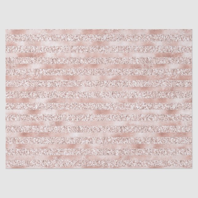 Blush Pink Glam Glitter Stripes       Tissue Paper (Front)