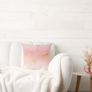 Blush Pink Glam Gold Abstract Cushion