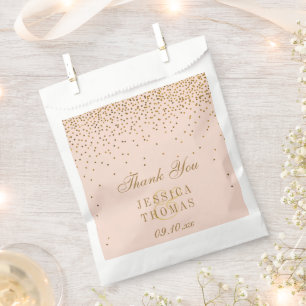 Blush Pink & Glam Gold Confetti Wedding Favour Bag