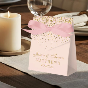 Blush Pink & Glam Gold Confetti Wedding Favour Box