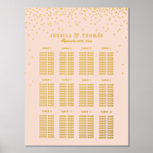 Blush Pink & Glam Gold Confetti Wedding Seating Foil Prints